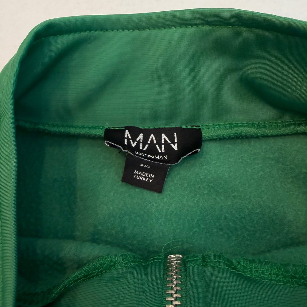 BoohooMAN OFCL Green Yellow Stripe Track Jacket Plus Size 4XL Full Zip Fleece - Picture 5 of 11